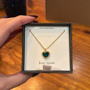 Kate spade custom shaped emerald heart with gold CZ studs